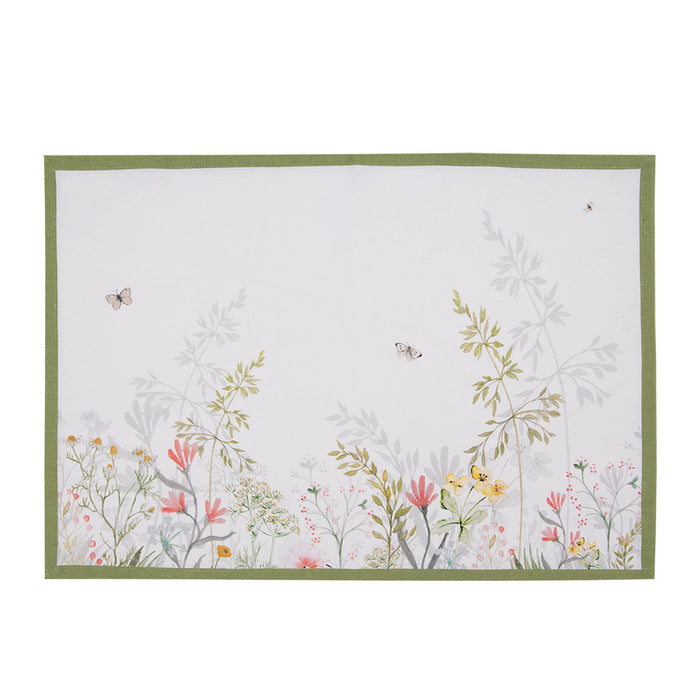 Clayre & Eef Placemats Set van 6 48x33 cm Wit Katoen Bloemen