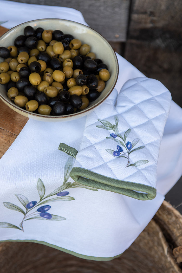 Clayre & Eef Placemats Set van 6 48x33 cm Wit Katoen Olijven