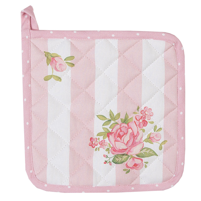 Clayre & Eef Pannenlap 20x20 cm Roze Katoen Rozen