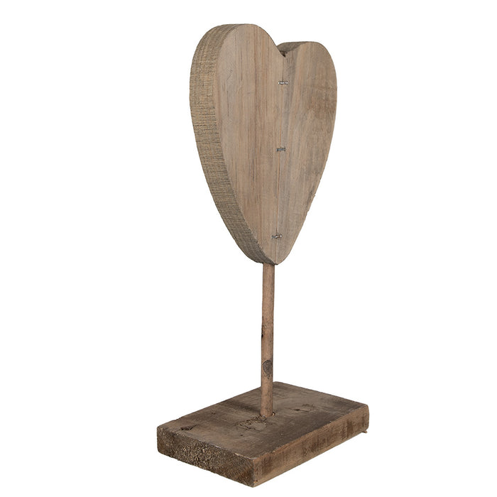 Clayre & Eef Decoratie Beeld Hart 15x8x27 cm Bruin Hout