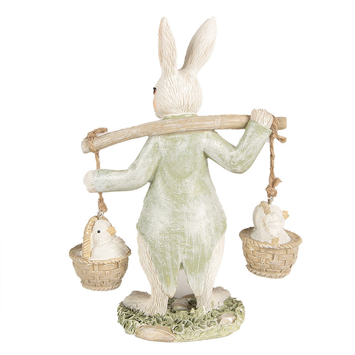 Clayre & Eef Beeld Konijn 17 cm Wit Groen Polyresin