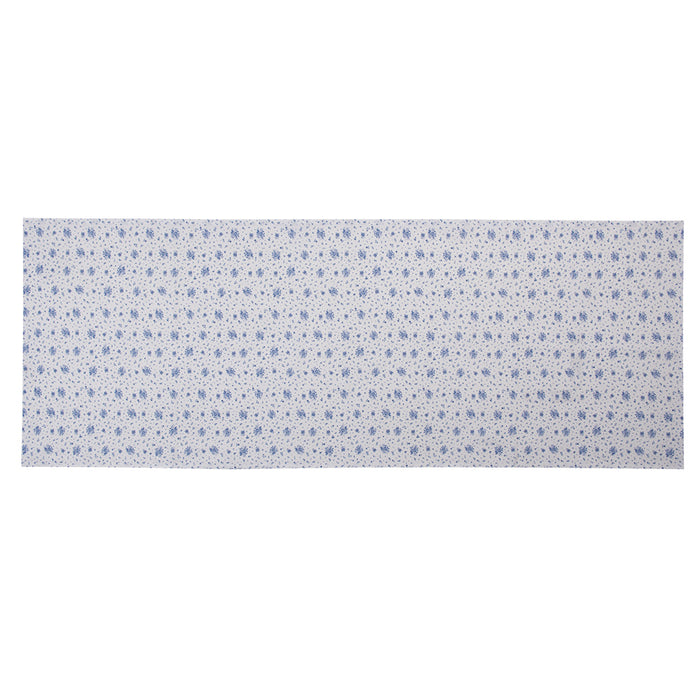 Clayre & Eef Tafelloper 50x140 cm Wit Blauw Katoen Roosjes