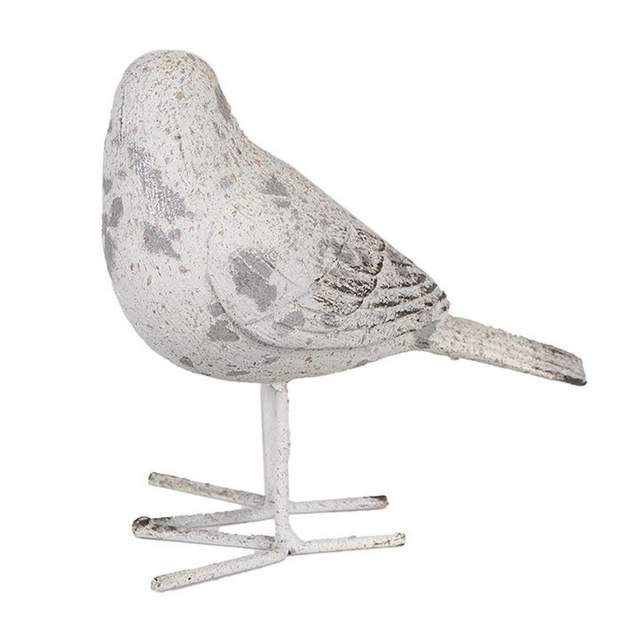 Clayre & Eef Beeld Vogel 14 cm Grijs Polyresin