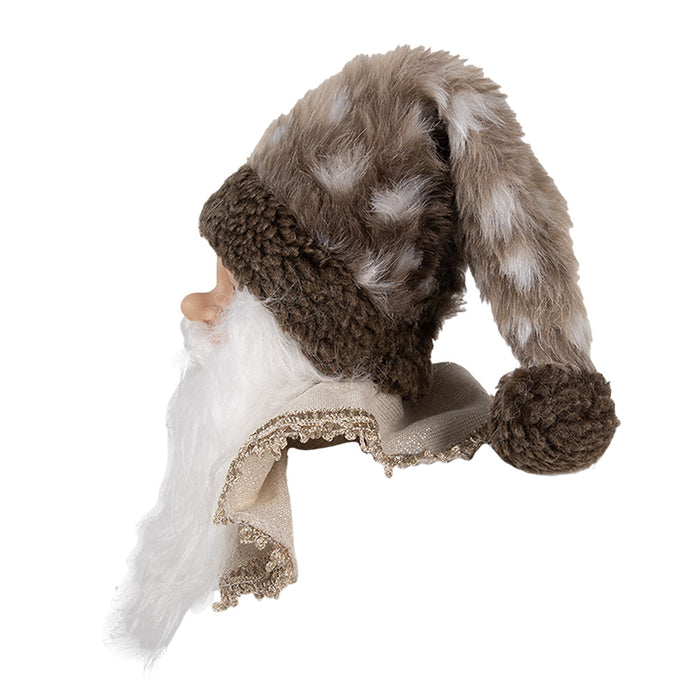 Clayre & Eef Kersthanger Kerstman 10x9x28 cm Bruin Kunststof