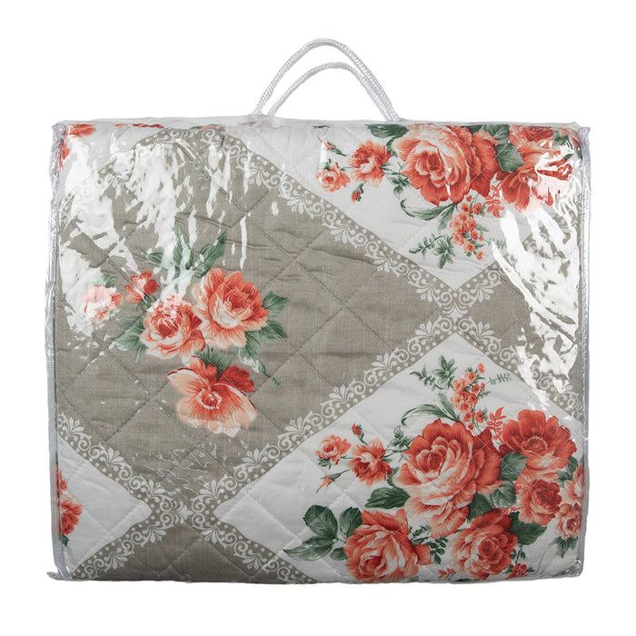 Clayre & Eef Bedsprei 240x260 cm Grijs Roze Katoen Bloemen