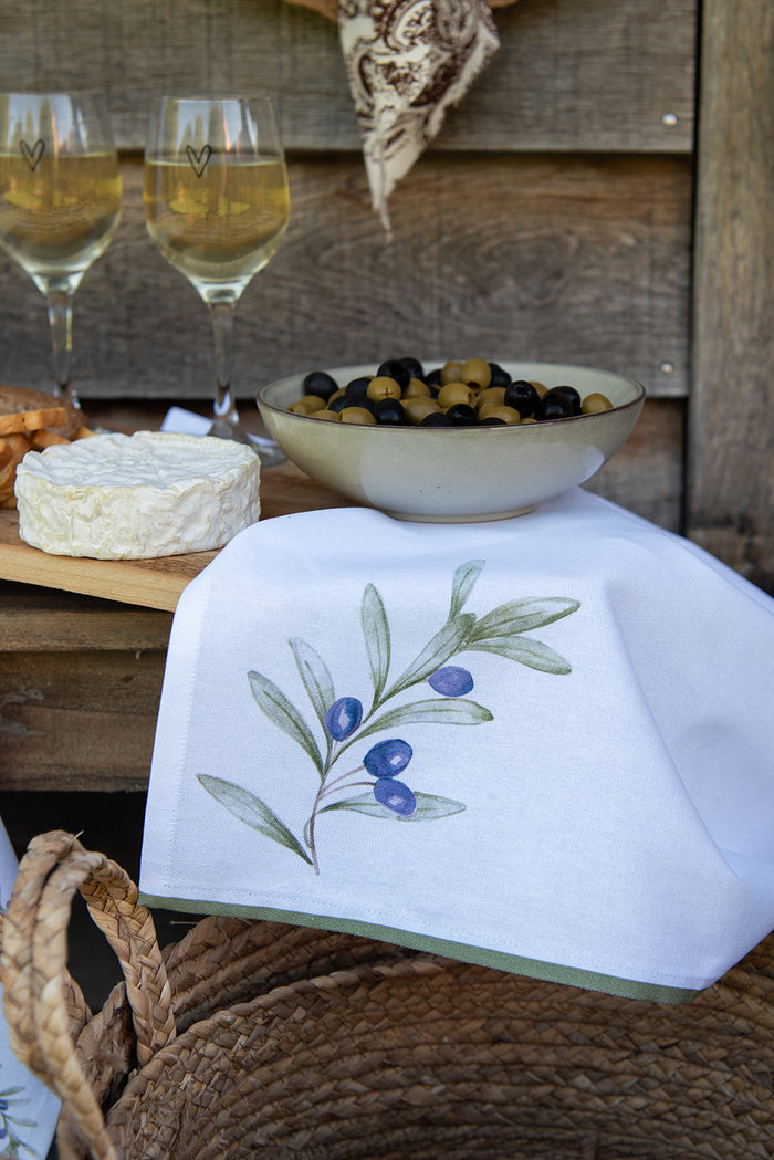 Clayre & Eef Keukenschort 70x85 cm Wit Katoen Olijven