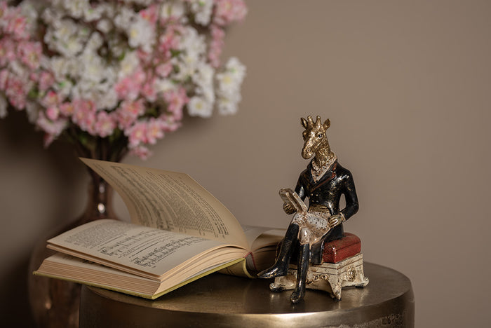 Clayre & Eef Beeld Giraf 22 cm Goudkleurig Zwart Polyresin