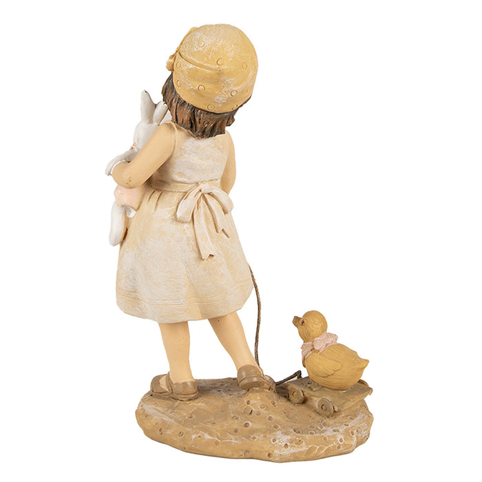Clayre & Eef Beeld Meisje 15 cm Beige Polyresin