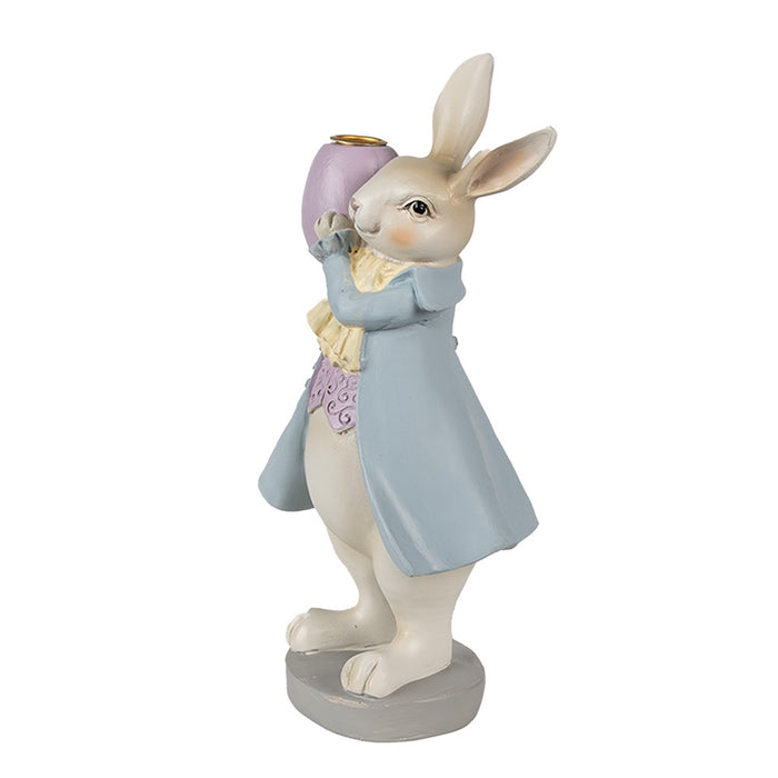 Clayre & Eef Beeld Konijn 10x8x20 cm Beige Blauw Polyresin