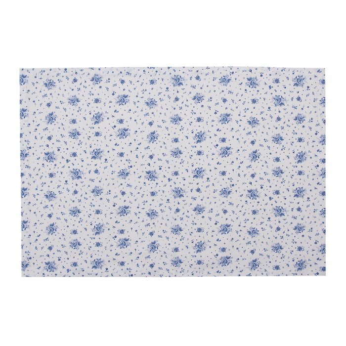 Clayre & Eef Placemats Set van 6 48x33 cm Wit Blauw Katoen Roosjes