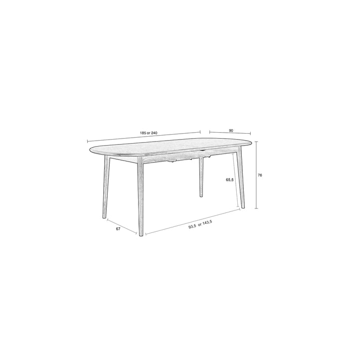 Zuiver Twist Uitschuifbare Eettafel 185|240x90 cm Eikenhout - Beige