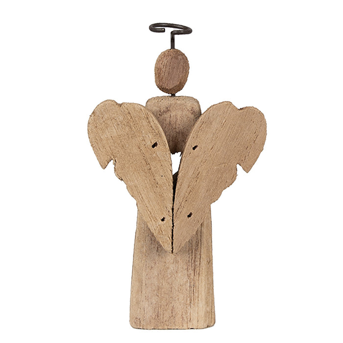 Clayre & Eef Decoratie Beeld Engel 22 cm Bruin Hout