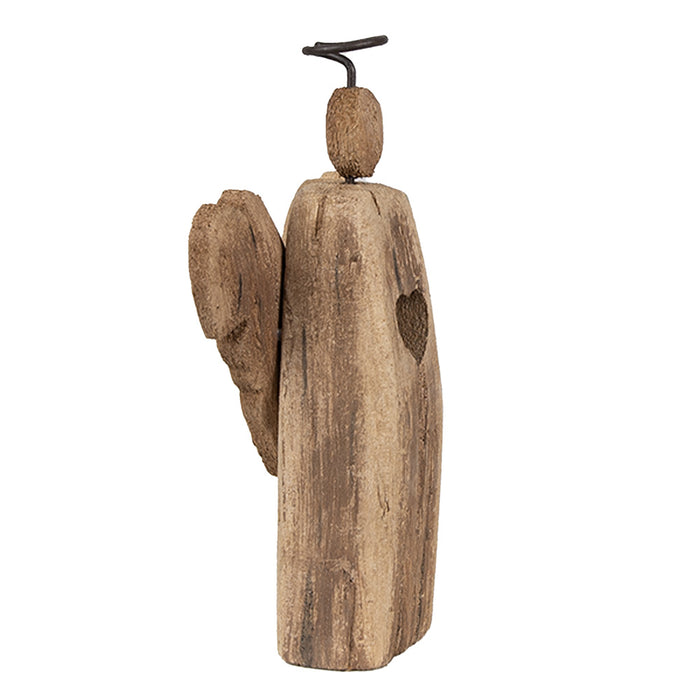 Clayre & Eef Decoratie Beeld Engel 22 cm Bruin Hout
