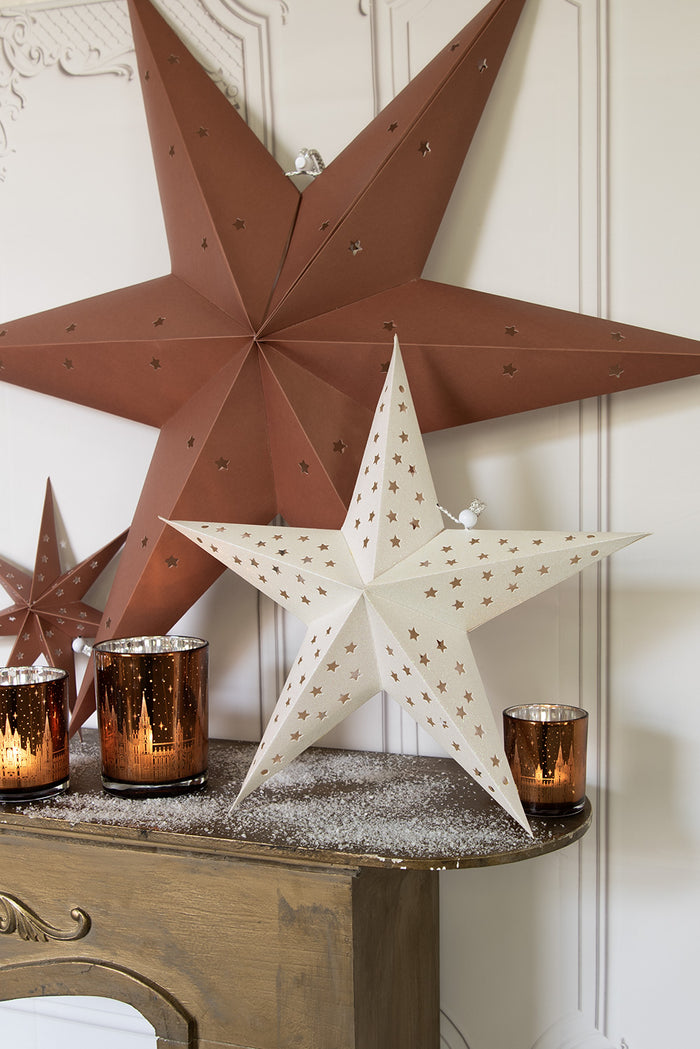 Clayre & Eef Hangende ster 30x8x30 cm Bruin Papier
