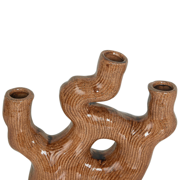 Beliani - BARBUS - Bloemenvaas - Bruin - 31 cm - Steengoed