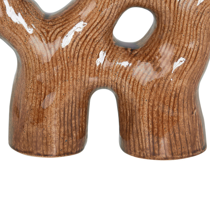 Beliani - BARBUS - Bloemenvaas - Bruin - 31 cm - Steengoed