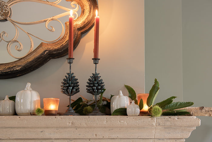 Clayre & Eef Decoratie Pompoen 10 cm Beige Porselein