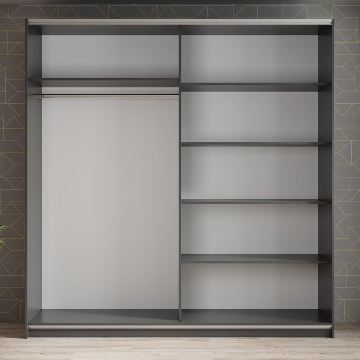 Meubella - Kledingkast Azrael - Grijs - 200 cm - Met spiegel