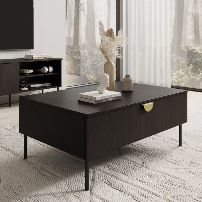 Meubella - Salontafel Monor - Zwart eiken - 100 cm