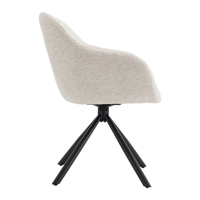 by fonQ Hush Eetkamerstoel - Chenille - Beige / Zwart