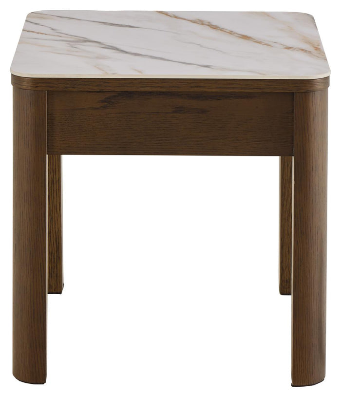 Giga Living - Bijzettafel Beige Keramiek - 45x45x45cm - Wilven