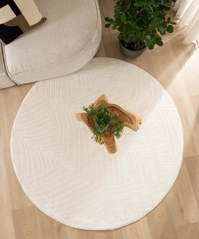 Nordic Weavers Rond vloerkleed Scandinavisch - Contour Leaf crème -