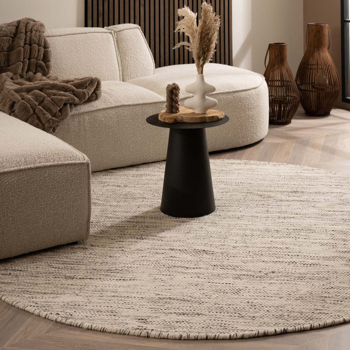 Nordic Weavers Rond wollen vloerkleed - Ulstein wit|zwart - 350 cm