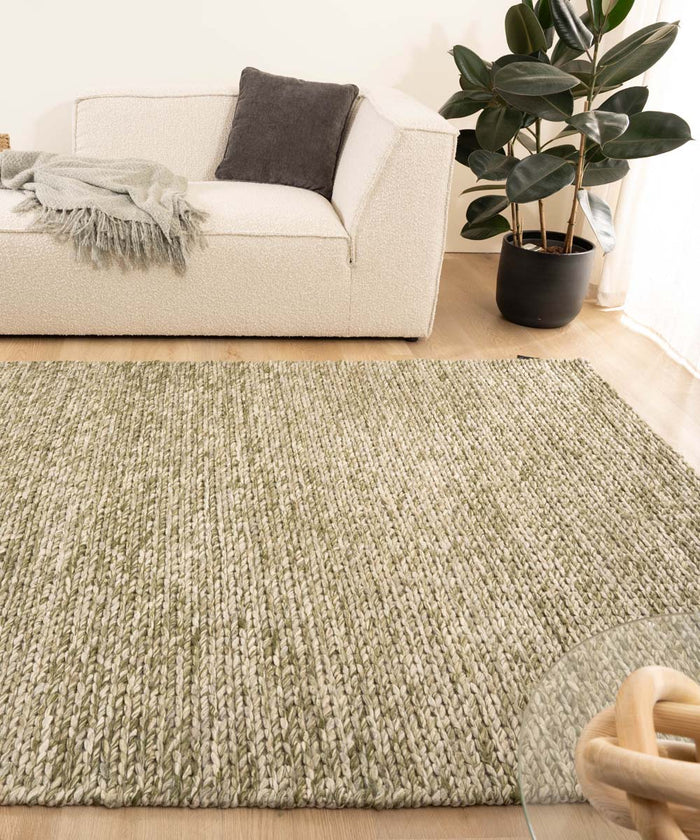 Nordic Weavers Wollen vloerkleed - Hyssing olijfgroen - 160x240 cm