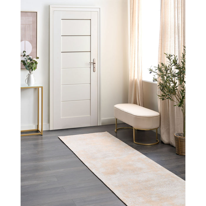 Beliani - BEYKOZ - Laagpolig vloerkleed - Beige - 80 x 300 cm - Katoen