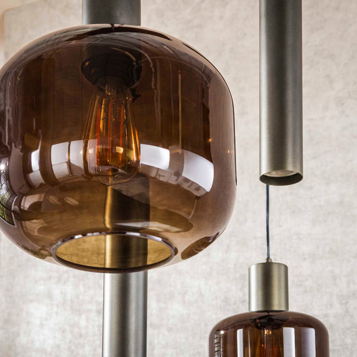 Giga Meubel - Hanglamp Bruin Metaal|Glas - 105x35x150cm - Bronza