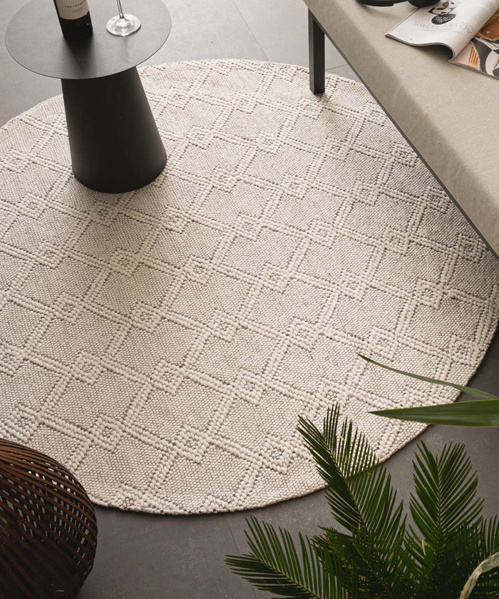 Nordic Weavers Rond buitenkleed - Var wit - 150 cm