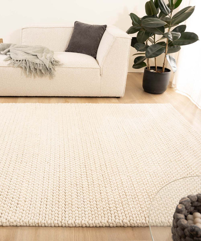 Nordic Weavers Wollen vloerkleed - Løkke ivoor - 300x400 cm