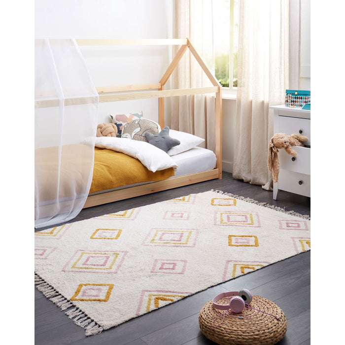 Beliani - LASHE - Vloerkleed - Gebroken wit - 140 x 200 cm - Katoen