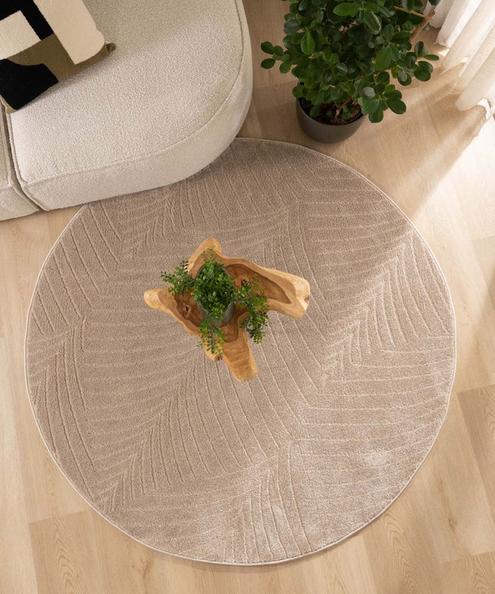 Nordic Weavers Rond vloerkleed Scandinavisch - Contour Leaf beige -