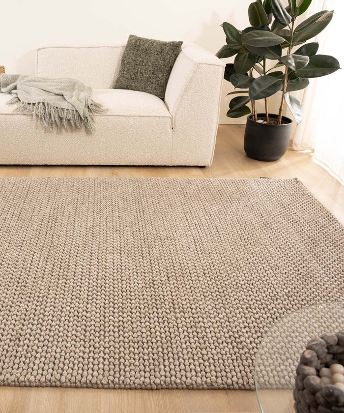 Nordic Weavers Wollen vloerkleed - Løkke zandkleur - 300x400 cm