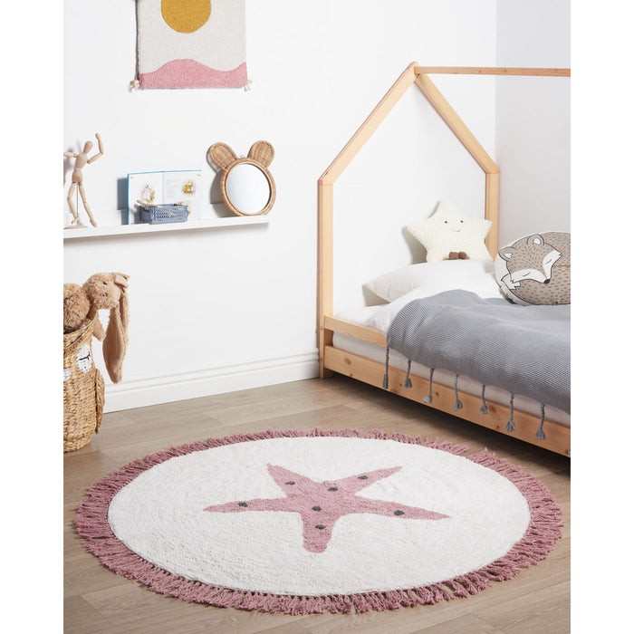 Beliani - STARS - Vloerkleed - Gebroken wit - 120 cm - Katoen