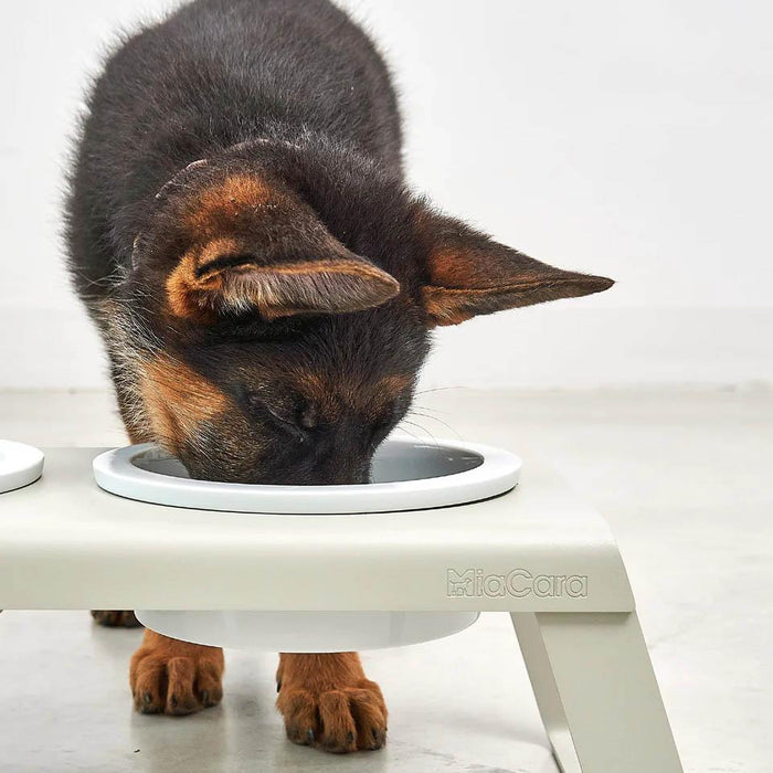 MiaCara Desco hondenvoerbak porselein small walnoot