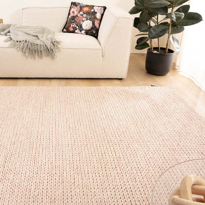Nordic Weavers Wollen vloerkleed - Hyssing crème|roze - 240x340 cm