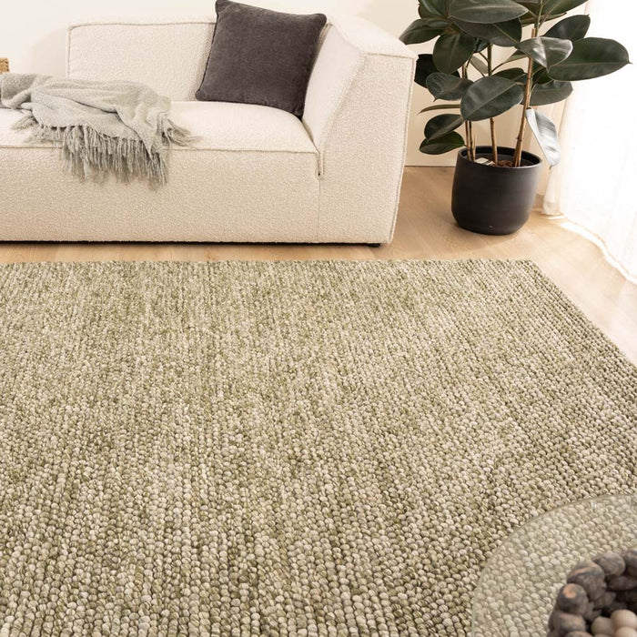 Nordic Weavers Wollen vloerkleed - Fjell olijfgroen - 160x240 cm