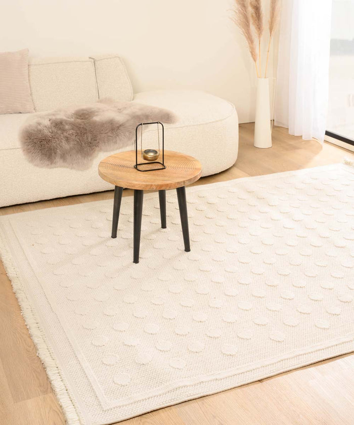 Nordic Weavers Japandi vloerkleed - Knit Dots wit - 80x150 cm