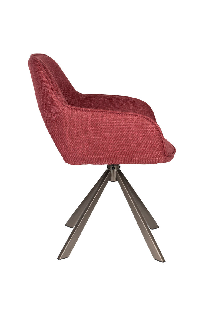 Giga Meubel - Eetkamerstoel Rood Stof - Draaibaar - Toye - Set van 2