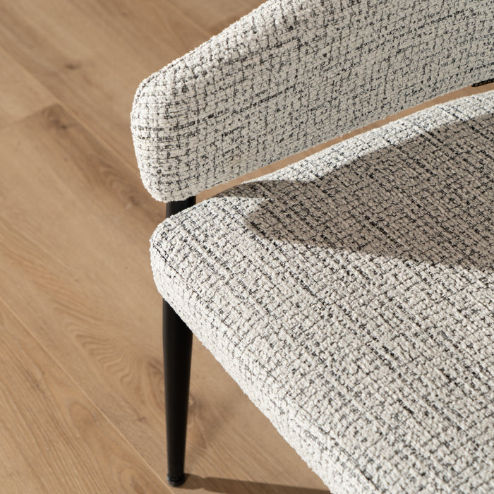 Bronx71 Eetkamerstoel Armin gemêleerde stof off white|zwart