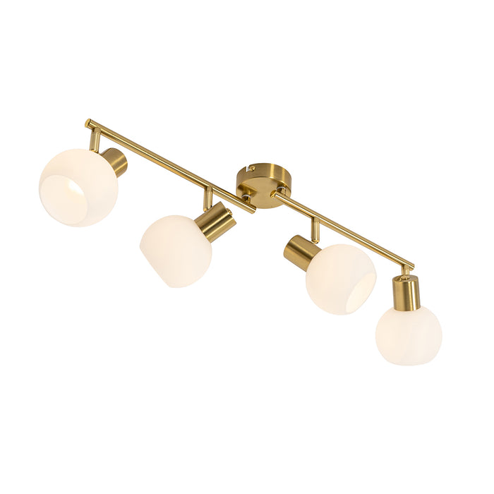 QAZQA Plafondspot goud met opaal glas 4-lichts verstelbaar - Anouk