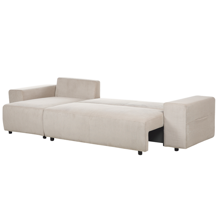 Beliani - LUSPA - Hoekbank - Taupe - Rechtszijdig - Corduroy