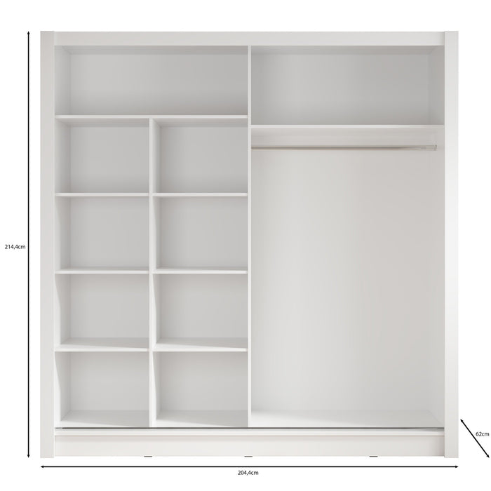 Meubella - Kledingkast Bazarre - Eiken - 205 cm - Met spiegel