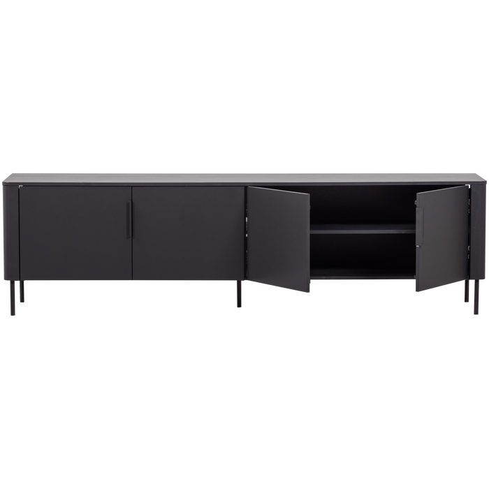 WOOOD Gunnar Tv Meubel - Grenenhout - Matzwart - 56x200x44