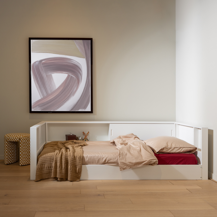 WOOOD Carter Bedbank - Grenenhout - Wit - 90x200