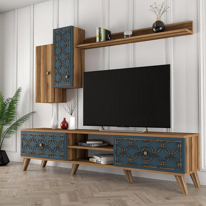 Giga Meubel - Tv-meubel Bruin|Blauw - Excl. Schap - 180cm - Class