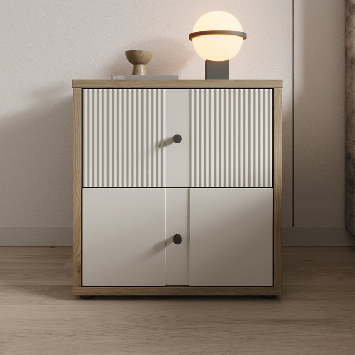 Meubella - Nachtkastje Riggs - Beige - 55 cm - 2 lades