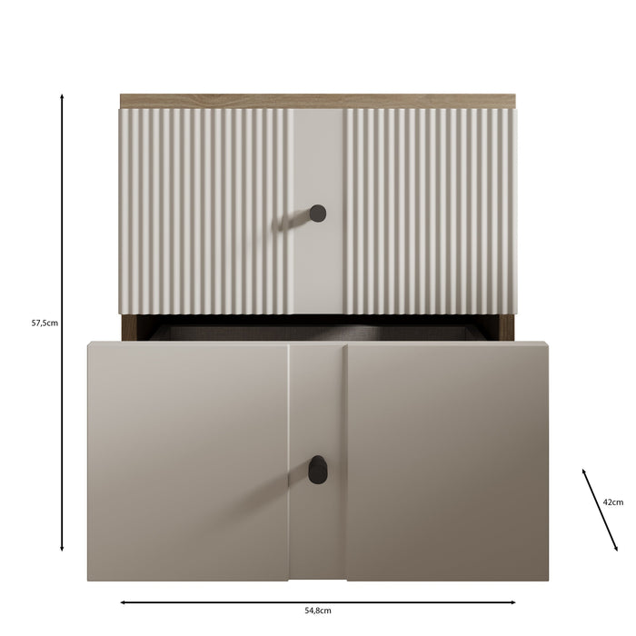Meubella - Nachtkastje Riggs - Beige - 55 cm - 2 lades